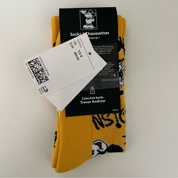 New NWT Disney 100 x H&M Mickey Mouse Yellow Motif-detail Crew Socks 7.5 - 9 US - Picture 3 of 4